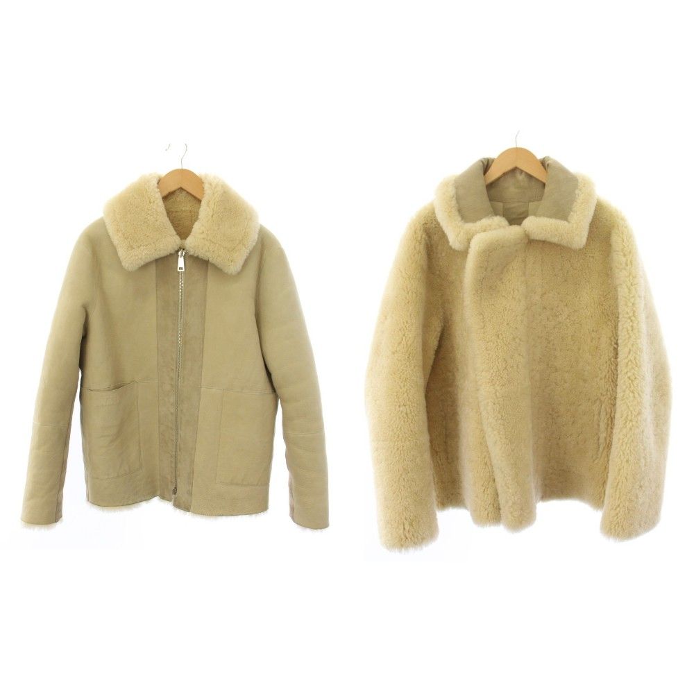 ボッテガヴェネタ BOTTEGA VENETA リバーシブル ムートンジャケット ジップアップ 36 ベージュ 568135-VF290 /KH