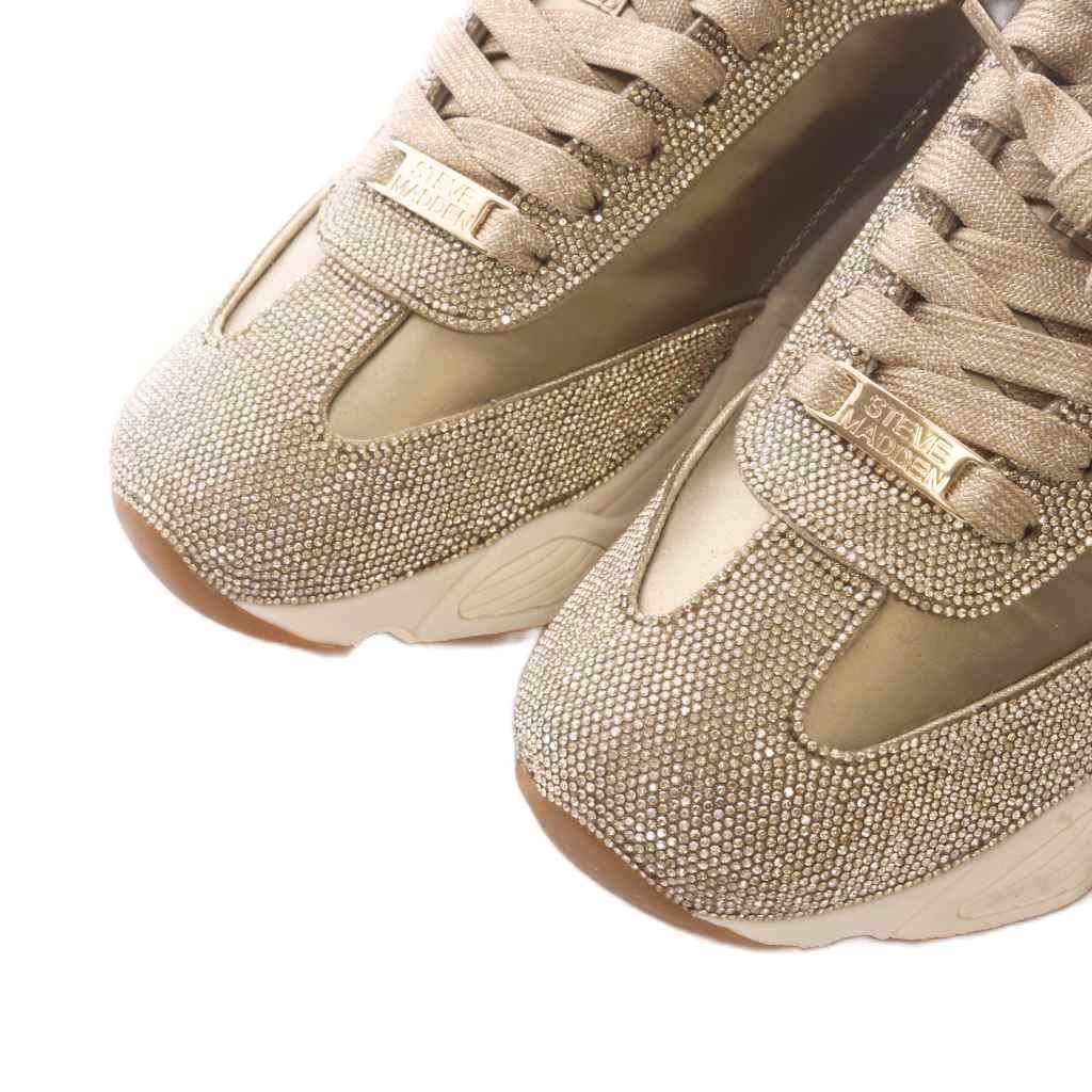 スティーブマデン STEVE MADDEN SETBACK-R スニーカー シューズ ラインストーン 8.5 ゴールドカラー /RI ■OS ■SH