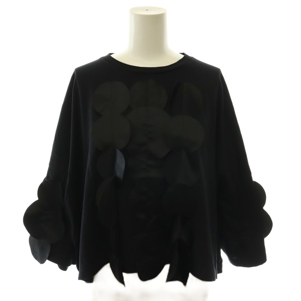 エンフォルド ENFOLD 26AW RAIN DOPS T SHIRT Tシャツ カットソー ドット装飾 九分袖 38 黒 ブラック /HS ■OS