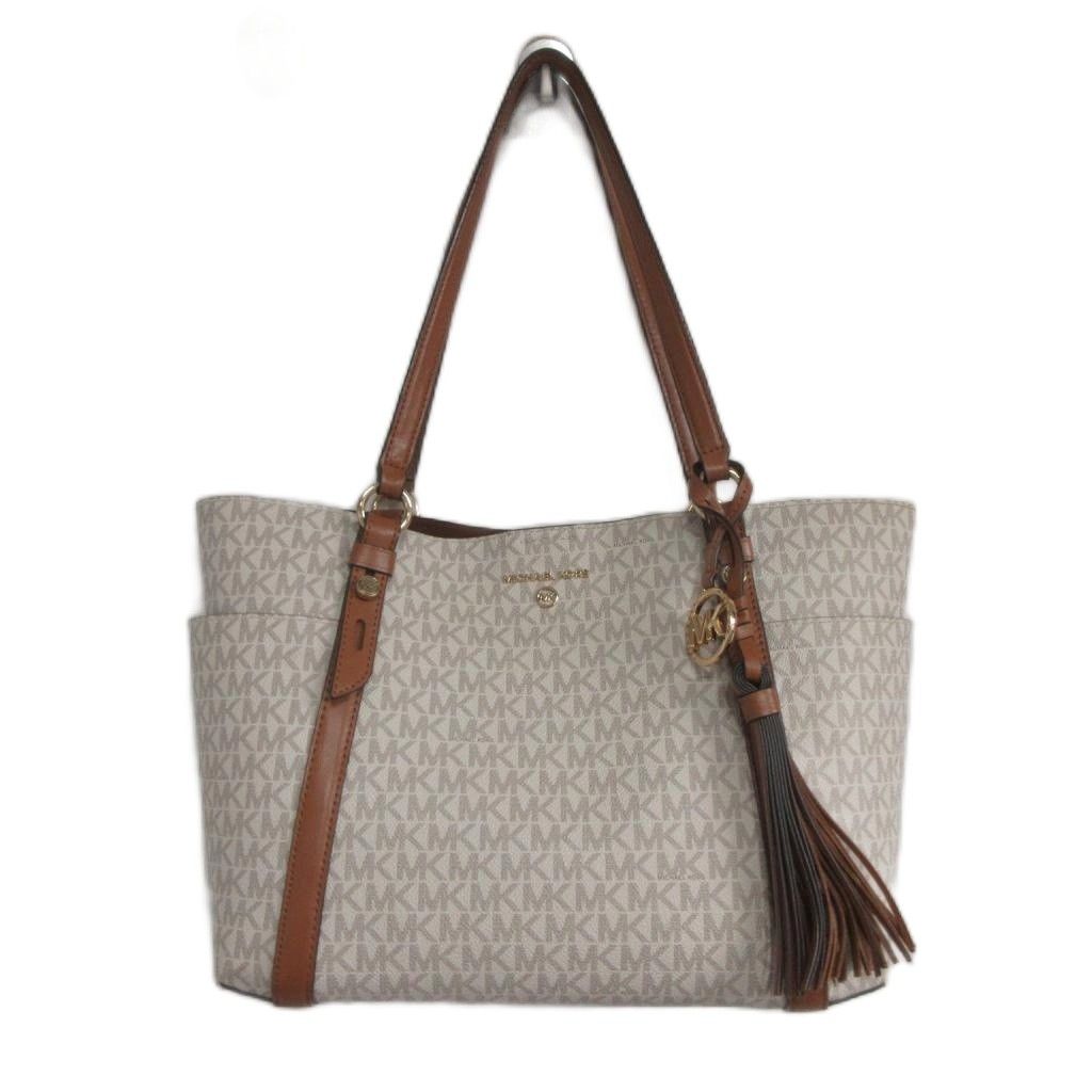 マイケルコース MICHAEL KORS ハンドバッグ シグネチャー マグネット開閉 ストラップ 白 ホワイト 茶 ブラウン 6,675円