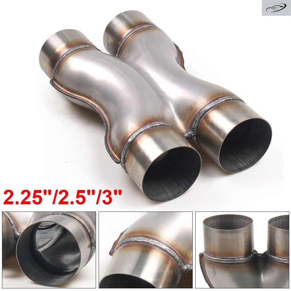 カー用Xパイプ 2.25インチ 2.5インチ 3インチ IN/OUT カー排気システム Xパイプ ステンレススチール製マフラーチップ 4方向排気パイプ