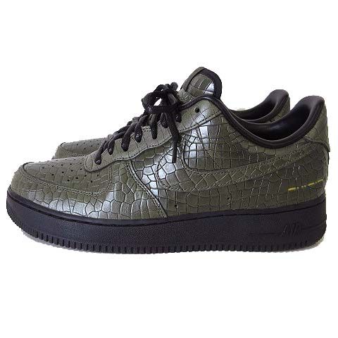 ナイキ NIKE 限定 2026年製 エアフォース1 \'07 プレミアム AIR FORCE 1 \'07 PRM スニーカー クロコ型押し レザー 28.0cm カーゴカーキ US 10 美品 箱付 くつ 靴 シューズ