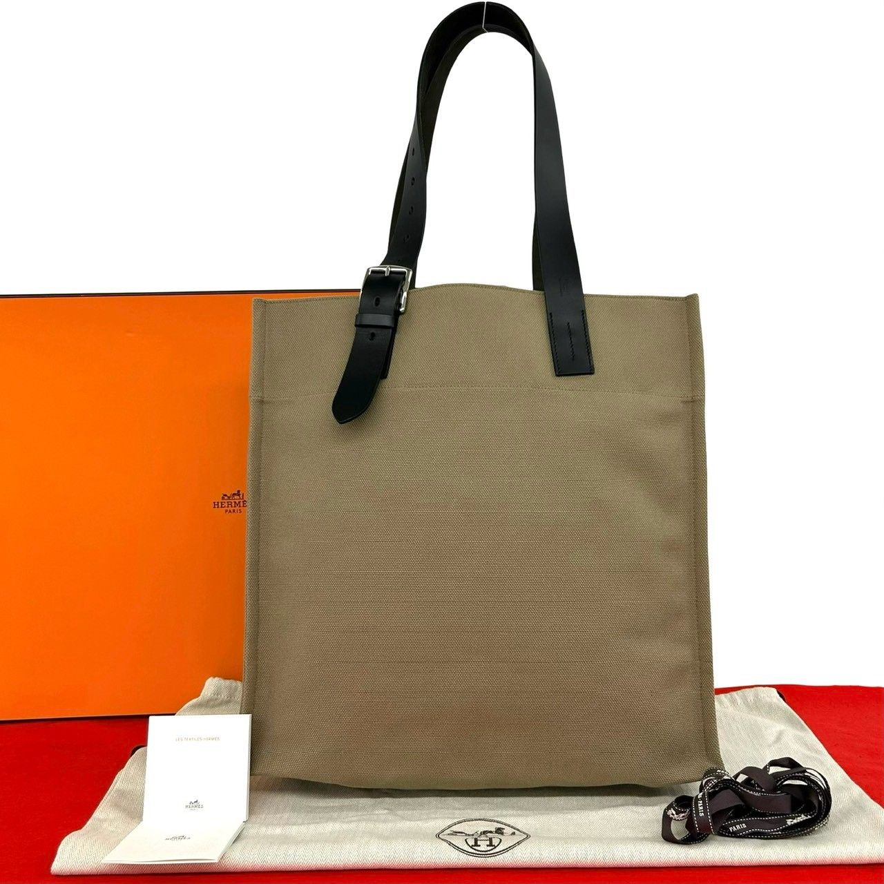 極 美品 箱 袋付 HERMES エルメス エトリヴィエール ショッピングトート トワルゴエラン ヴァッシュハンター トートバッグ メンズ 73964
