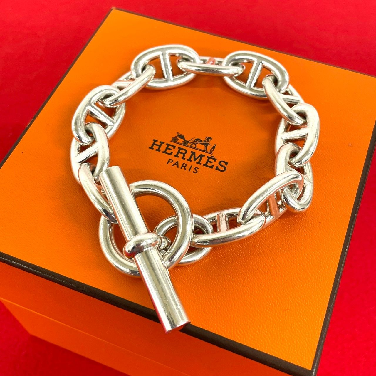 極 美品 箱付き HERMES エルメス シェーヌダンクル TGM 12コマ