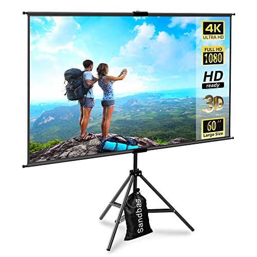 60インチ ポータブルプロジェクタースクリーン 三脚スタンド付き コンパクトなモバイルプロジェクションスクリーン 狭いスペース用 高さ調節可能 しわ防止 屋内/アウトドア/キャンプ/オフィス用★m ead0b62d 6,264円
