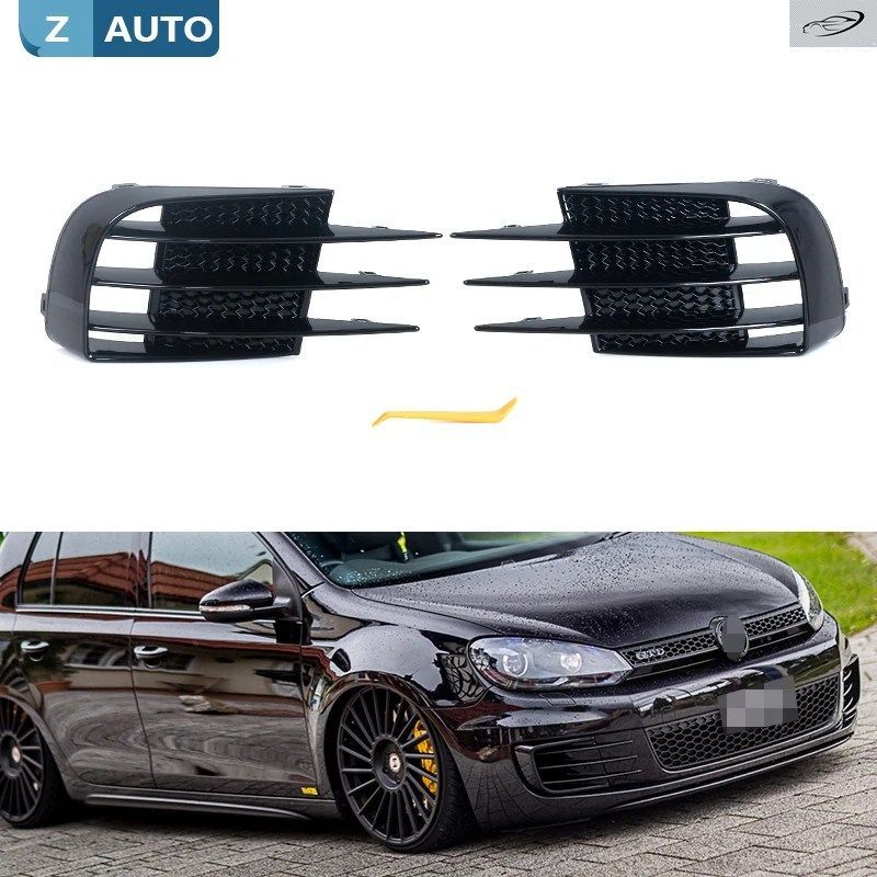 2個入り ABS製 車用フロントバンパー フォグライトグリルカバー フォグライトカバートリム VW フォルクスワーゲン ゴルフ6 MK6 VI GTI R R2