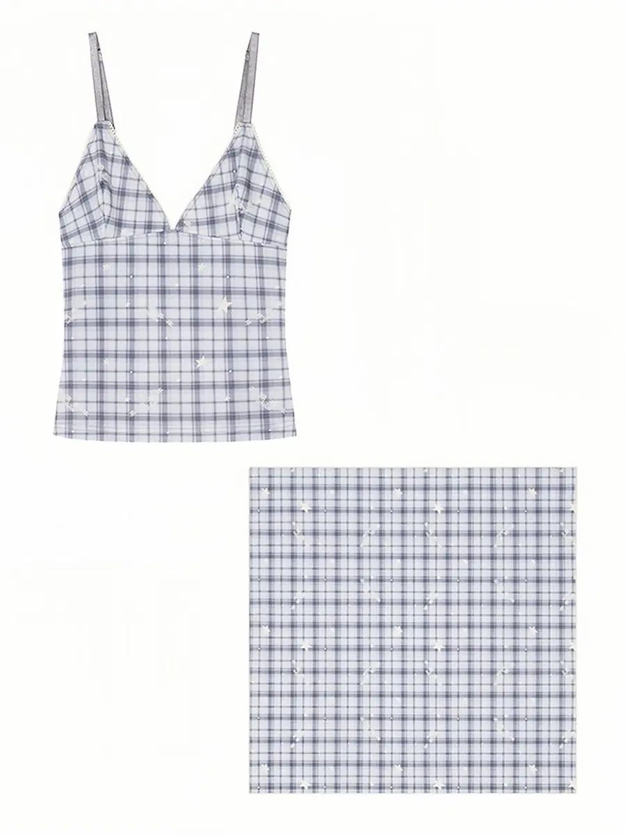 カシコ Cozy Camisole Top + チェック バンダナ セット Cozy Camisole Top checked vandana set