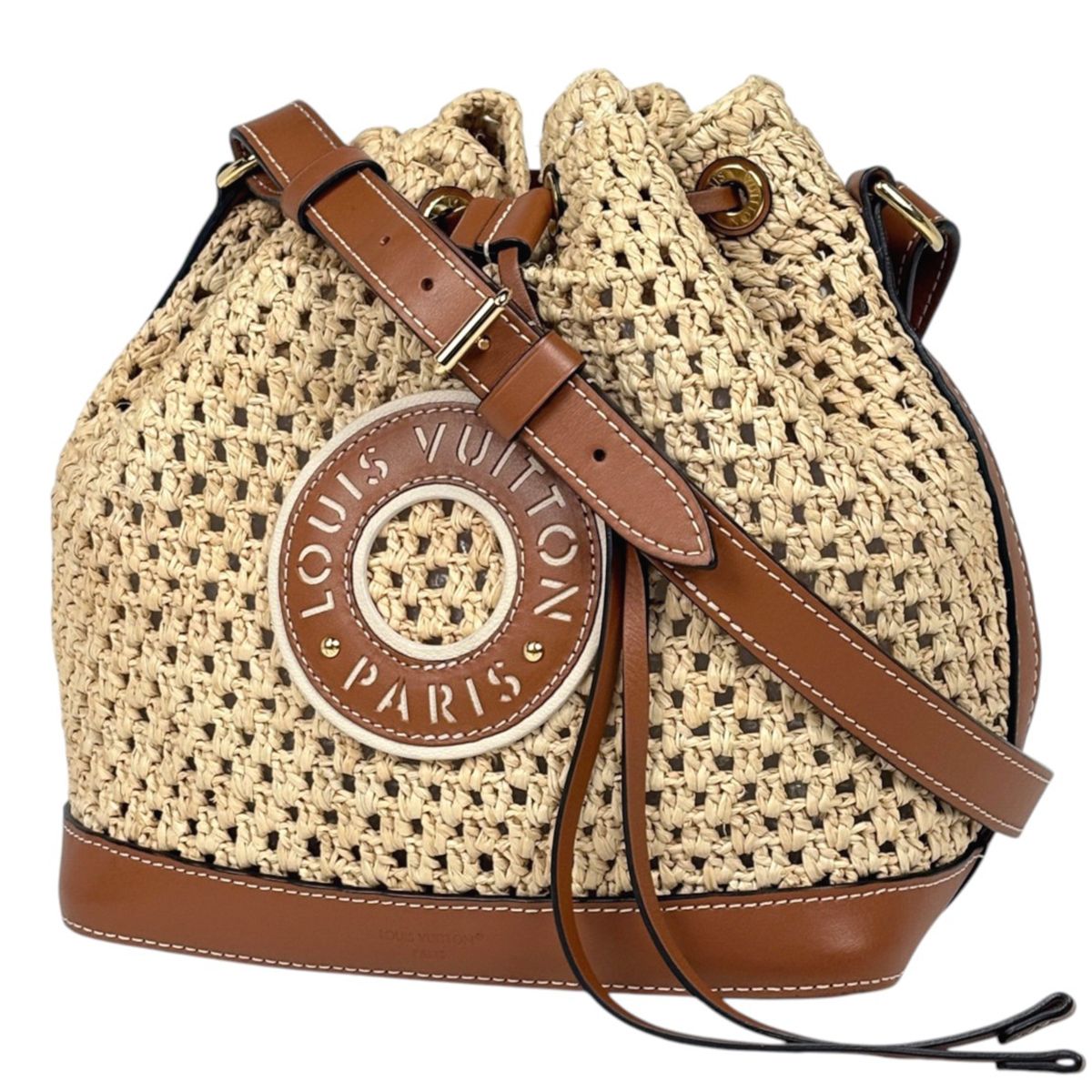 ルイ・ヴィトン Louis Vuitton ノエBB ショルダーバッグ 巾着型 ラフィア ナチュラル タン M24722 レディース 【中古】