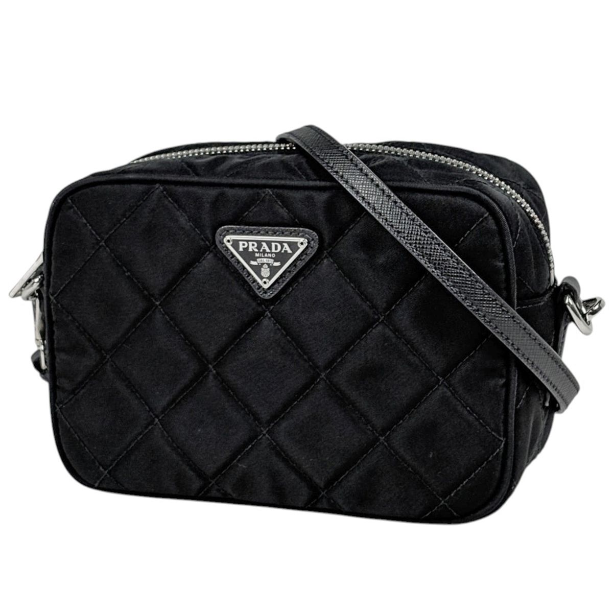 プラダ PRADA ショルダーバッグ ロゴプレート キルティング 2WAY ナイロン ネロ(ブラック) レディース 【中古】