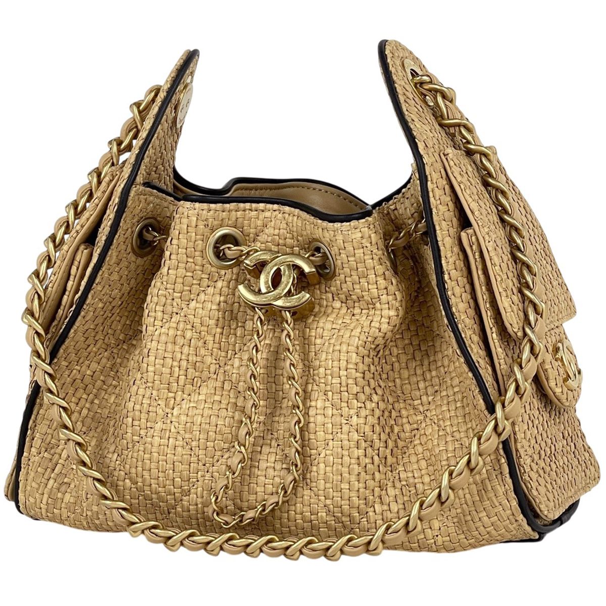 シャネル CHANEL CHANEL 25 ミニ ハンドバッグ ココマーク ラフィア ベージュ ブラック AS5631 レディース 【中古】 512,000円