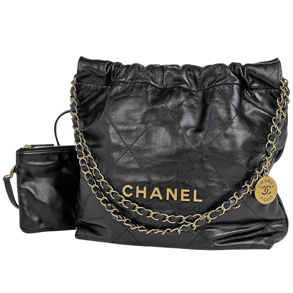 シャネル CHANEL CHANEL 22 スモール ハンドバッグ ショルダーバッグ カーフ ブラック AS3260 レディース 【中古】 359,100円
