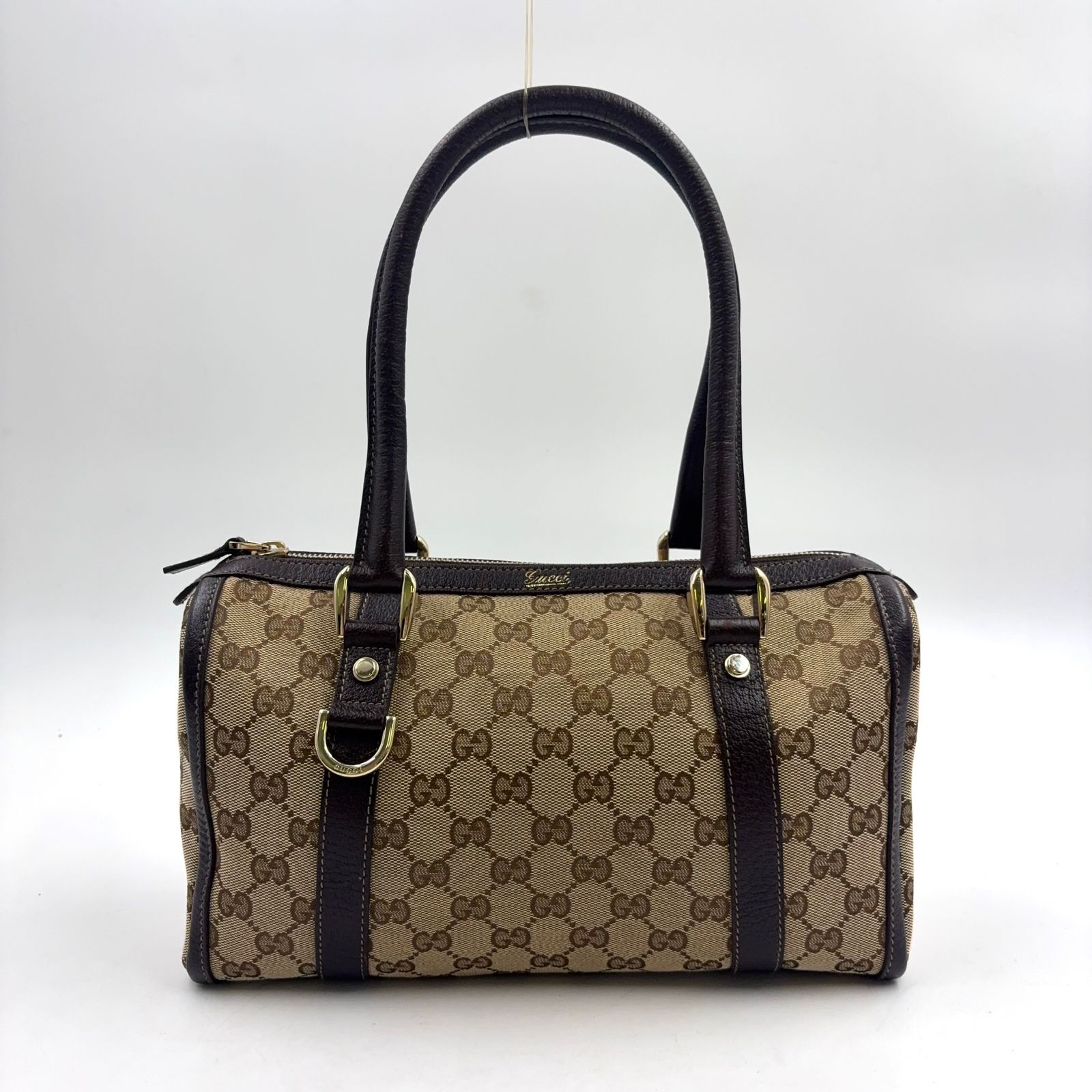 【新着】GUCCI アビー レザー キャンバス ダークブラウン ベージュ ハンドバッグ ゴールド 130942 55,550円
