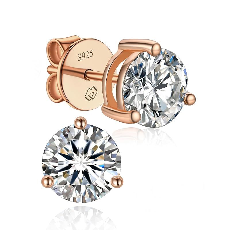MomentWish モアサナイトピアス レディース メンズ シルバー925 プレゼントボックス付き ピンクゴールド|1ct（6.5mm） 15,292円