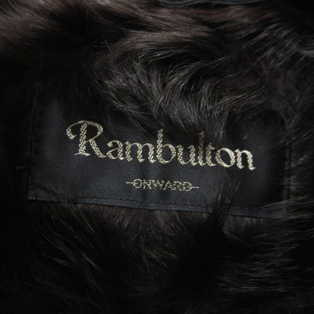 ランブルトン Rambulton ハーフコート ファーコート 絹 シルク Free 黒 ブラック 無地 スタンドカラー 長袖 /SH ■ECD008