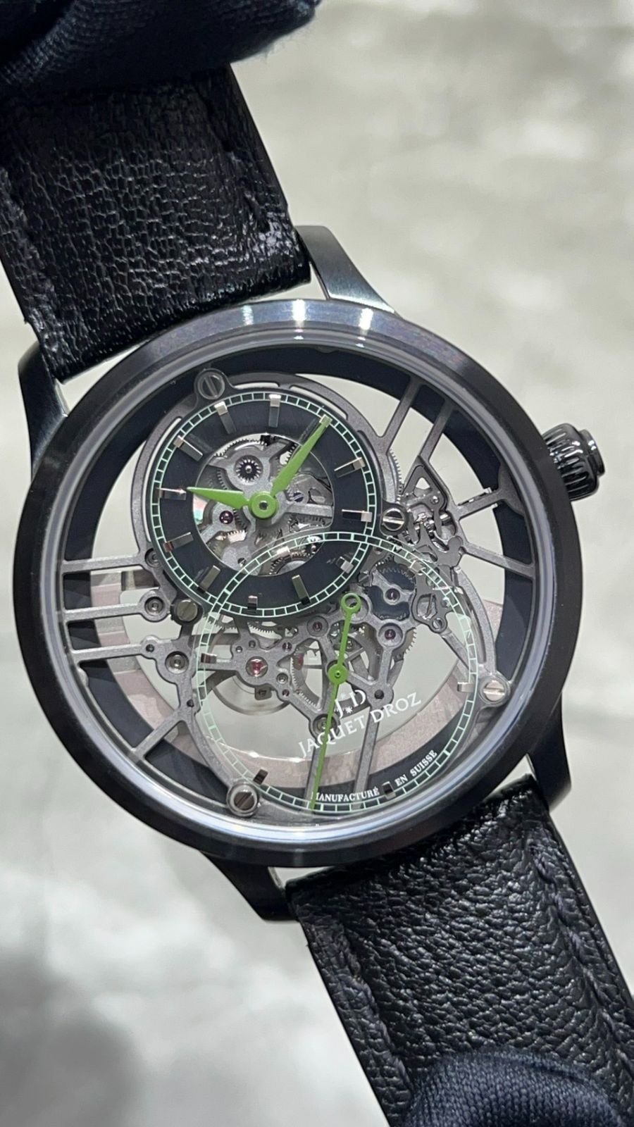 限定28本 JAQUET DROZ ジャケ ドロー グラン セコンド スケルトン セラミック 保証書日付ブランク 中古品 J003525545