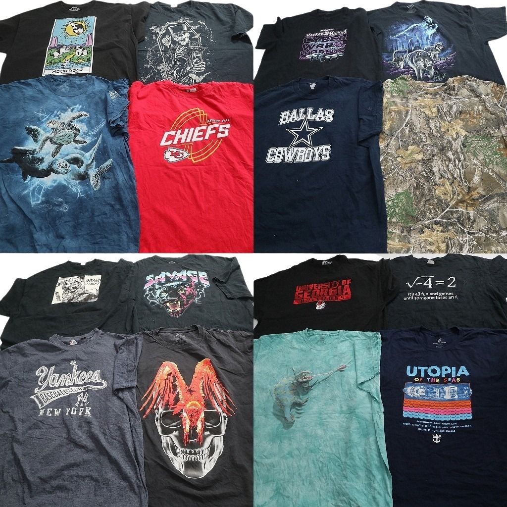古着卸 まとめ売り プリント Tシャツ 16枚セット ( メンズ 3XL ) スカル柄 アニマル リアルツリー柄 プロチーム NFL MLB 中古 古着 NG3688 13,020円