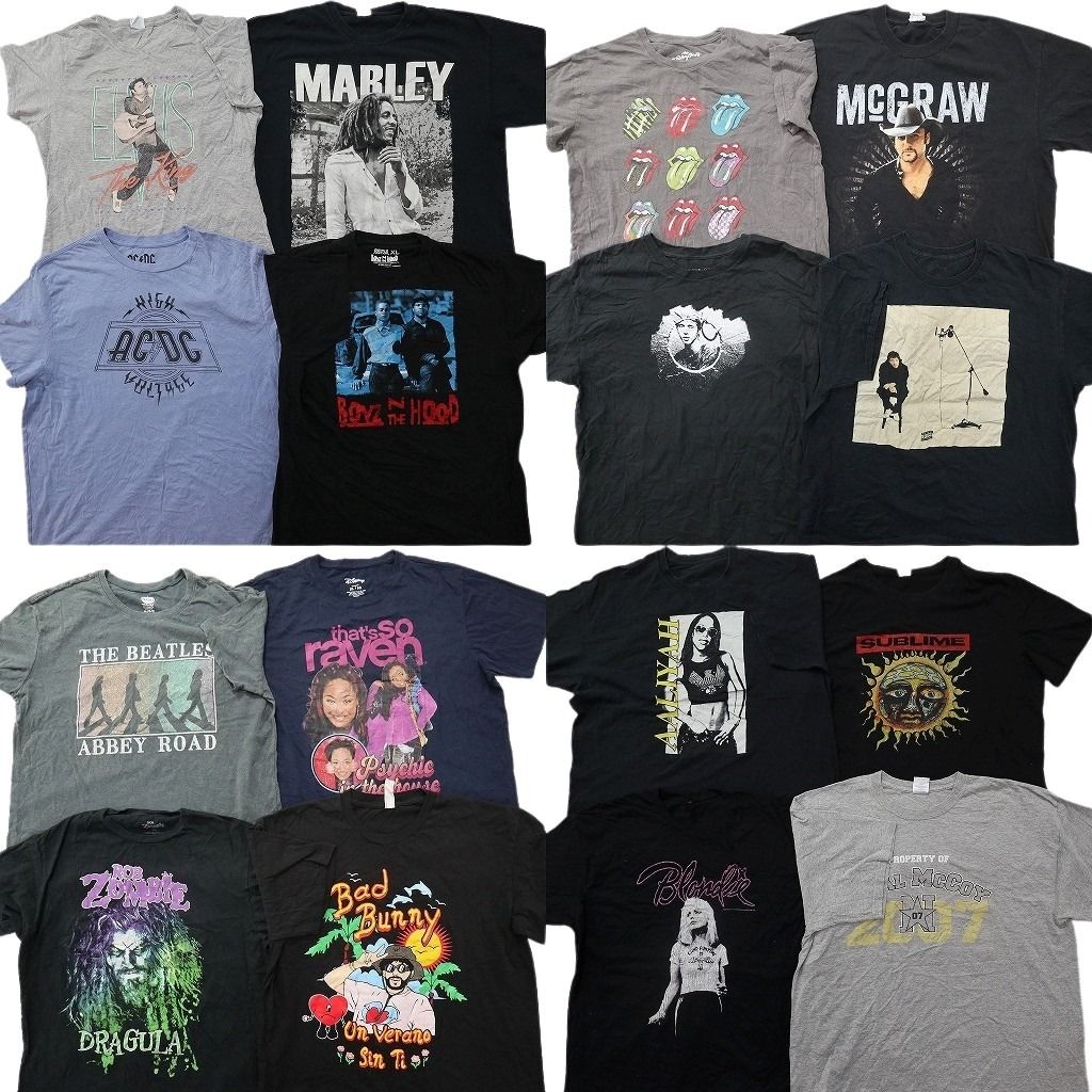 古着卸 まとめ売り 音楽・バンド Tシャツ 16枚セット ( メンズ XL ) サブライム ビートルズ ローリングストーンズ 中古 古着 NG3702