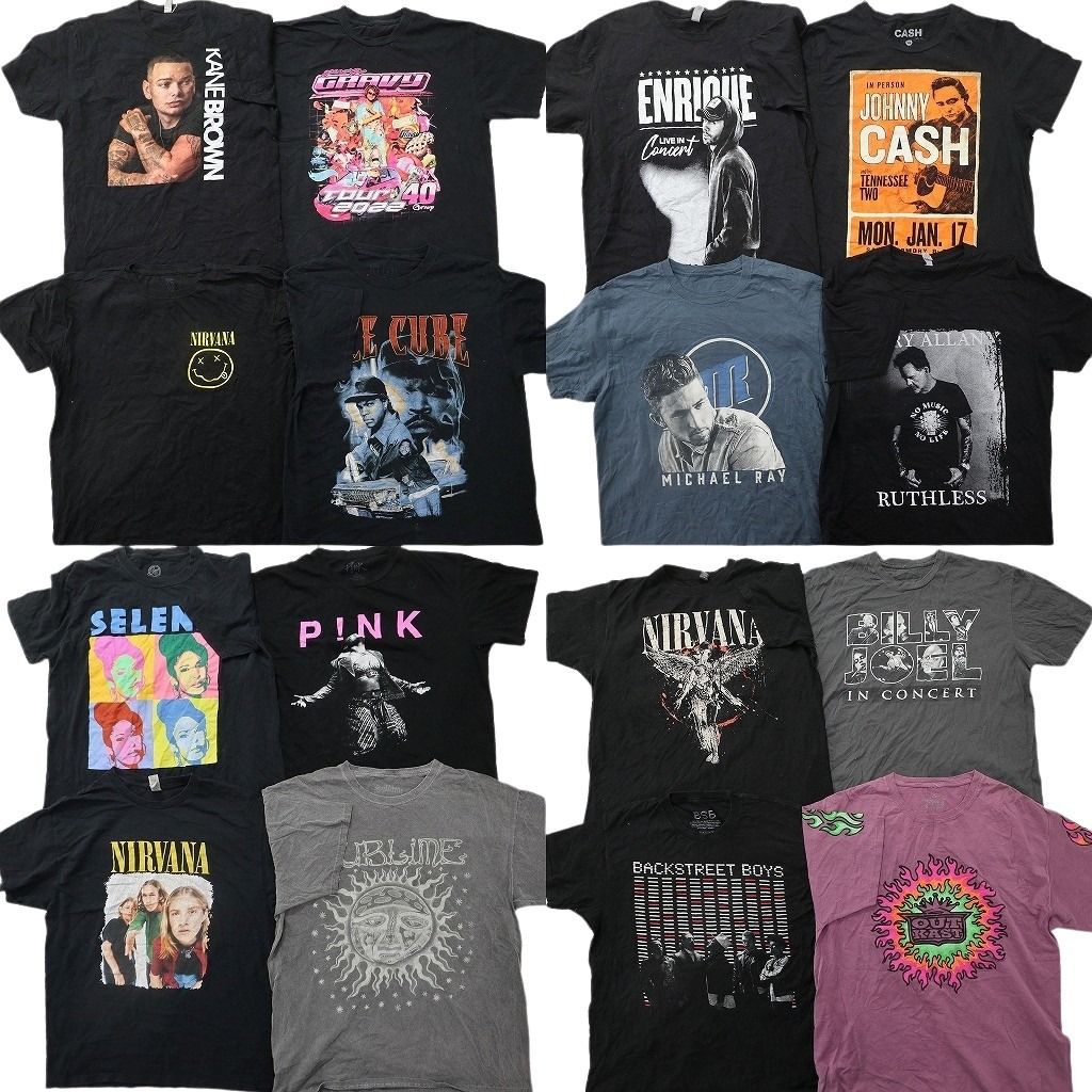 古着卸 まとめ売り 音楽・バンド Tシャツ 16枚セット ( メンズ L ) ニルヴァーナ アイスキューブ エンリケ ピンク 中古 古着 NG3710