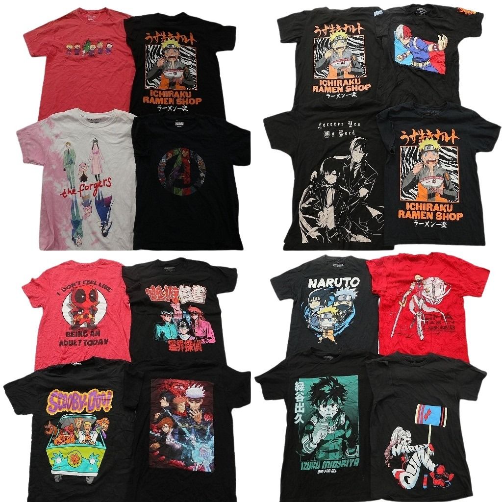 古着卸 まとめ売り キャラクター Tシャツ 16枚セット ( メンズ S ) 幽遊白書 スパイファミリー 呪術廻戦 スヌーピー 中古 古着 NG3727 13,578円