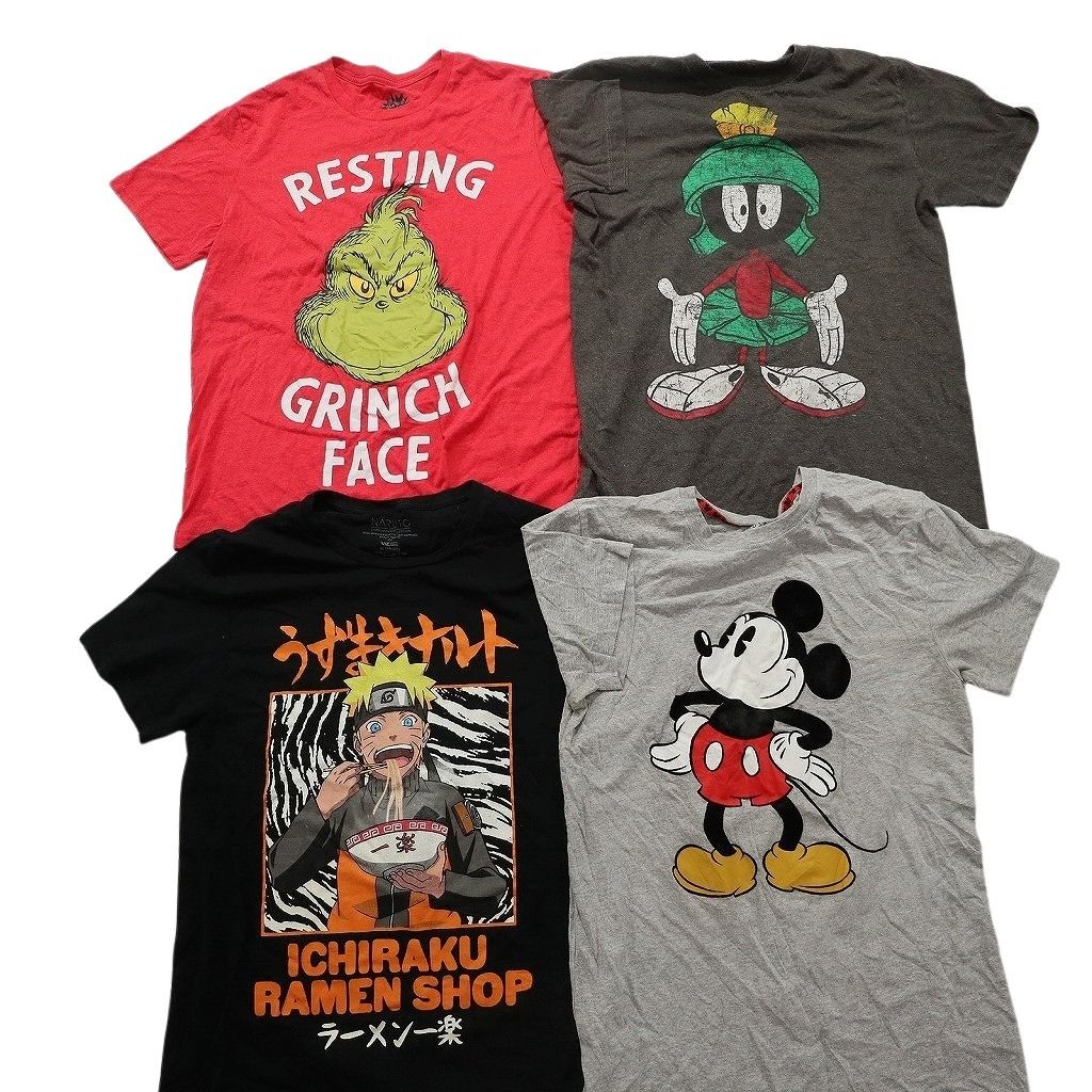 古着卸 まとめ売り キャラクター Tシャツ 16枚セット ( メンズ M ) オラフ ナルト 呪術廻戦 ワンピース ミッキーマウス 中古 古着 NG3729