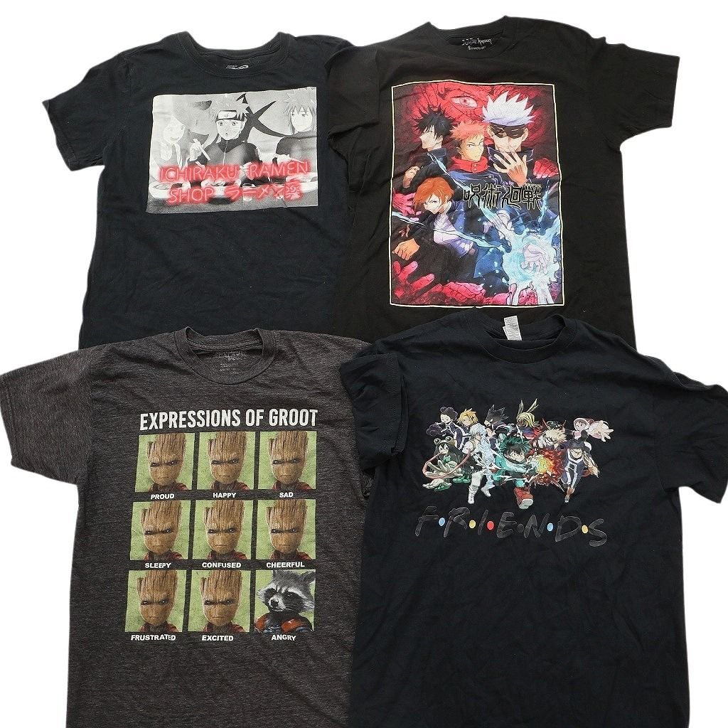 古着卸 まとめ売り キャラクター Tシャツ 16枚セット ( メンズ M ) オラフ ナルト 呪術廻戦 ワンピース ミッキーマウス 中古 古着 NG3729