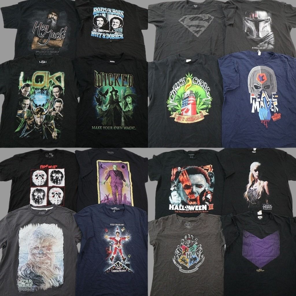 古着卸 まとめ売り 映画・ドラマ Tシャツ 16枚セット ( メンズ XL ) ウィキッド 13日の金曜日 スターウォーズ 中古 古着 NG3783