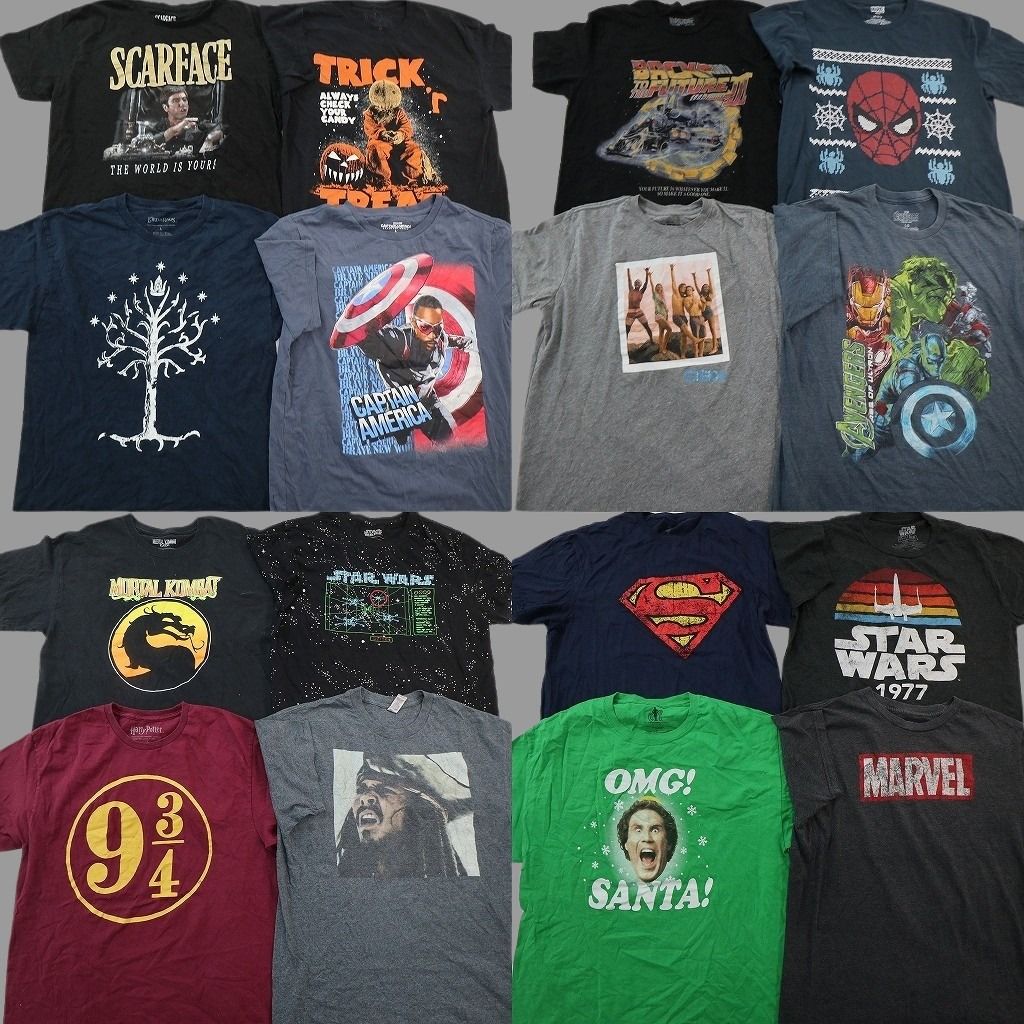 古着卸 まとめ売り 映画・ドラマ Tシャツ 16枚セット ( メンズ L ) キャプテンアメリカ スカーフェイス パイレーツオブカリビアン NG3789