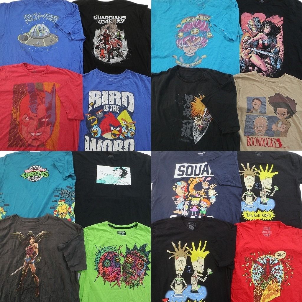 古着卸 まとめ売り キャラクター Tシャツ 16枚セット ( メンズ 2XL ) ガーディアンズ・オブ・ギャラクシー バットマン 中古 古着 NG3805
