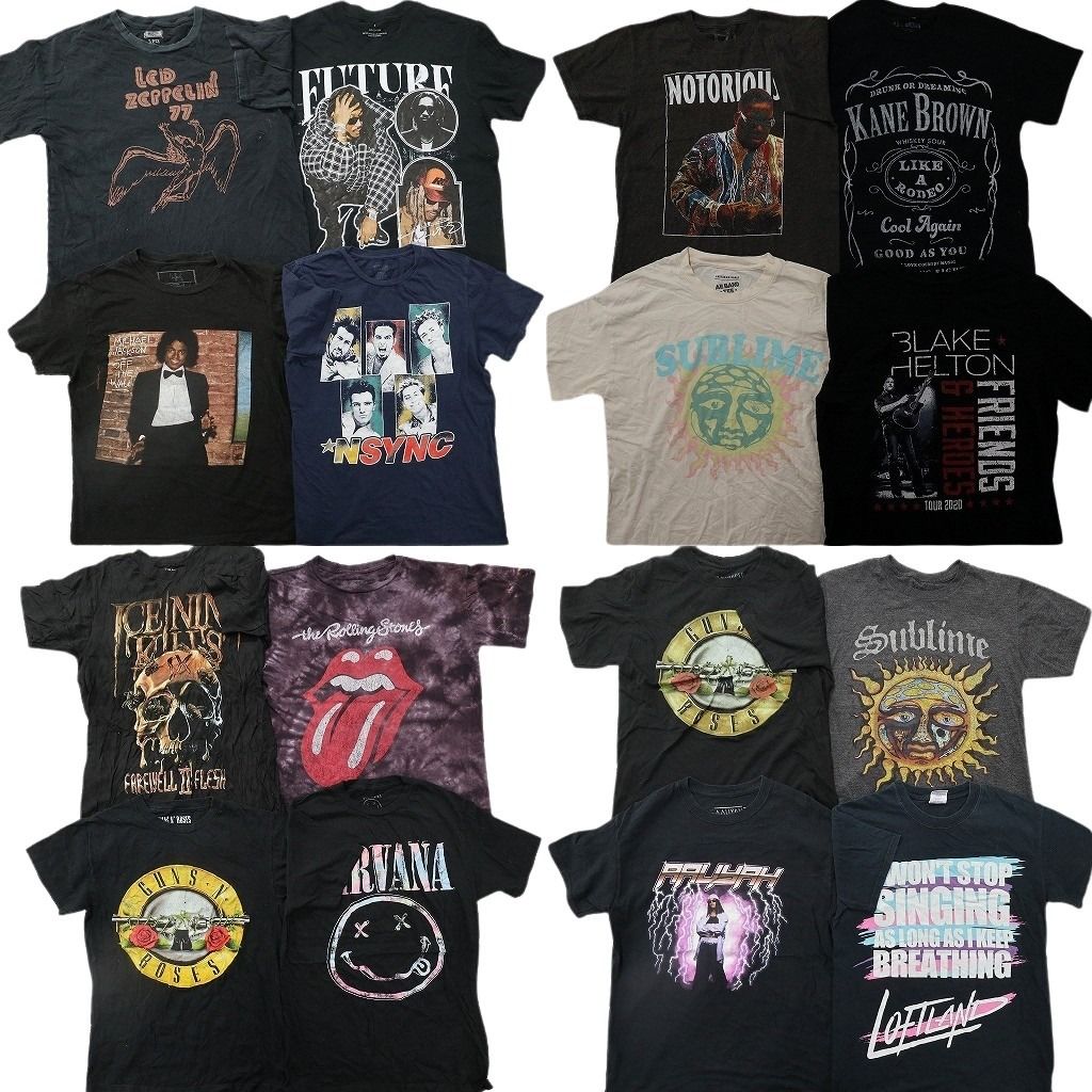 古着卸 まとめ売り 音楽・バンド Tシャツ 16枚セット ( メンズ S ) レッドツェッペリン ガンズアンドローゼス サブライム 古着 NG3840