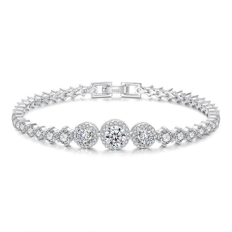 [FANCIME] ブレスレット レディース 「Starlight Promise」テニス halo 星 大粒 tennis 最高級ジルコニア 純銀 シルバー925 誕生日 記念日 ホワイトディー プレゼント ギフトラッピング付き