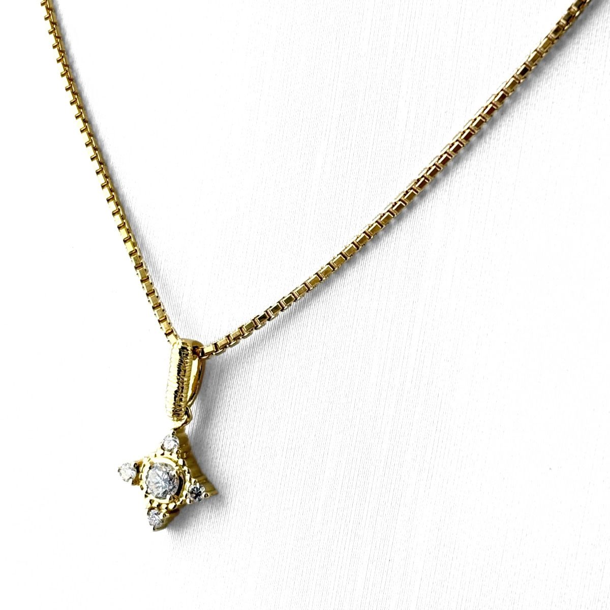ダイヤモンド YG イエローゴールド ペンダント メレダイヤ ネックレス K18 ダイヤモンド レディース 【中古】 62,700円