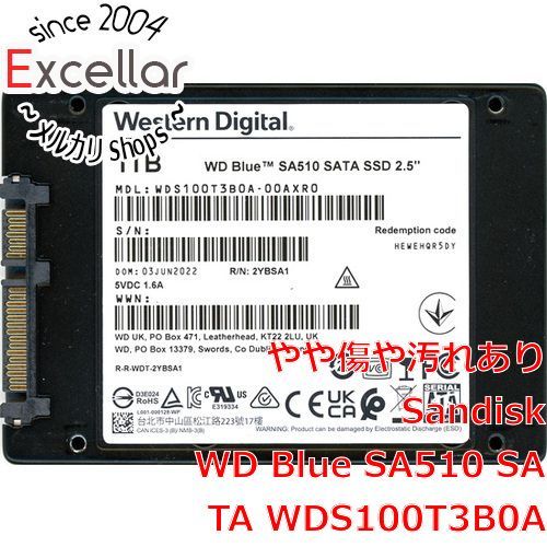 [bn:18] Western Digital SSD　WD Blue SA510 SATA WDS100T3B0A　1TB　500～1000時間以内