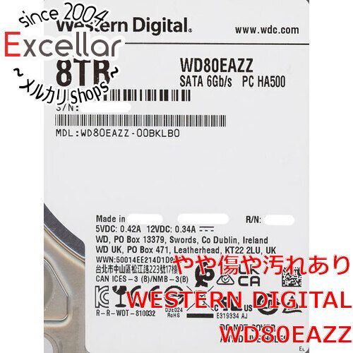 [bn:4] Western Digital HDD　WD80EAZZ　8TB SATA600 5640　9000～10000時間以内