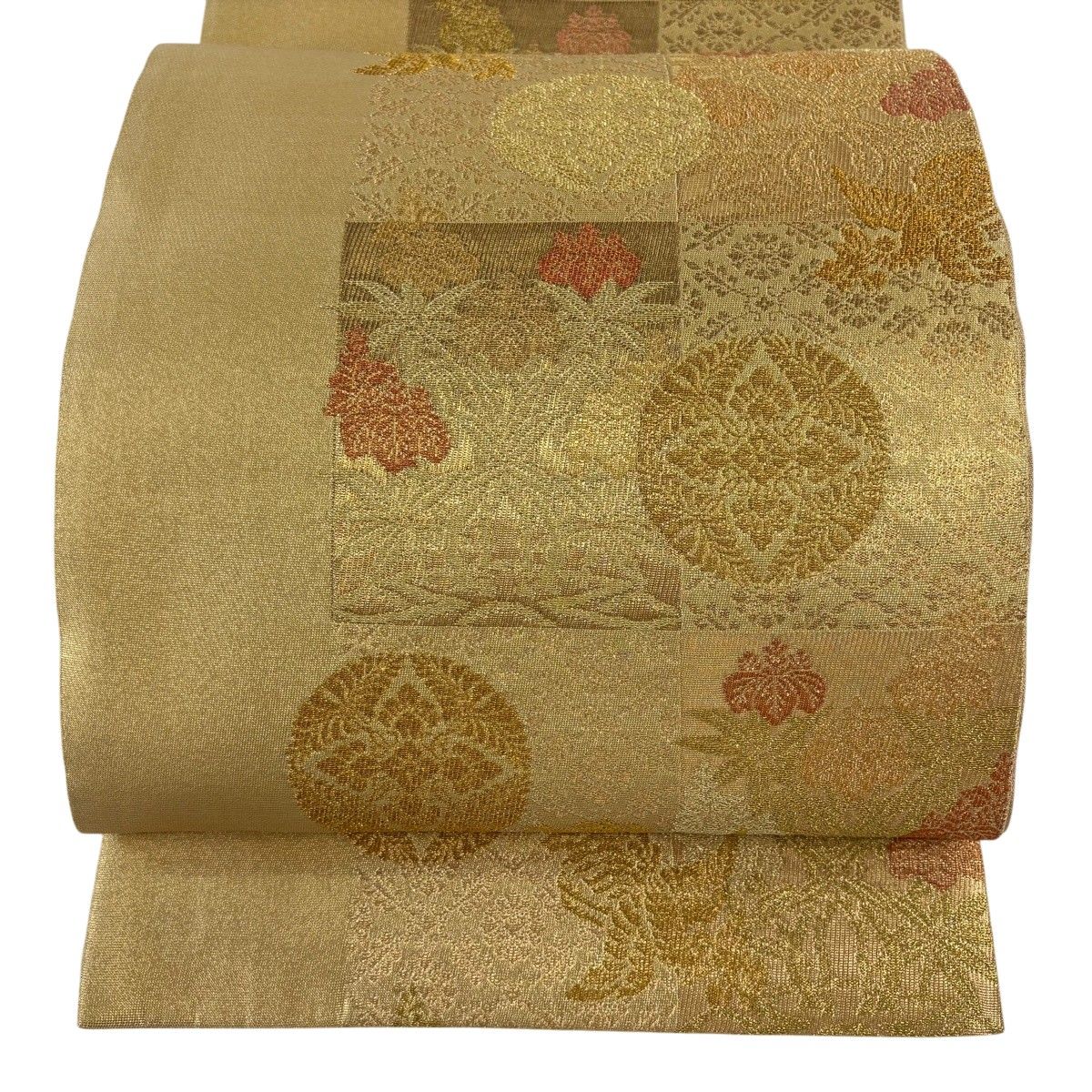 【美品】 袋帯 逸品 落款 井関宗鱗 綾綺織 草花 鳥 金糸 箔 金色 六通 正絹 【中古】 24,336円