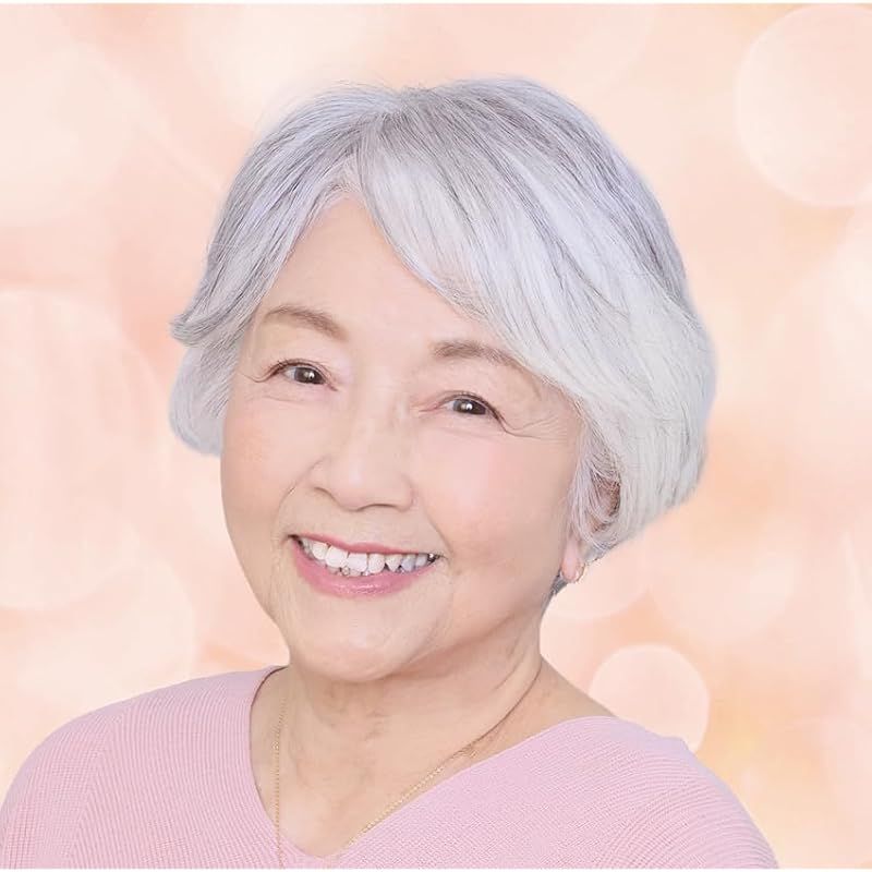 【新品】 ふんわりグレイヘアピース シエル 美来 部分用ウィッグ 耐熱 ショート 地肌付 (白毛80％)