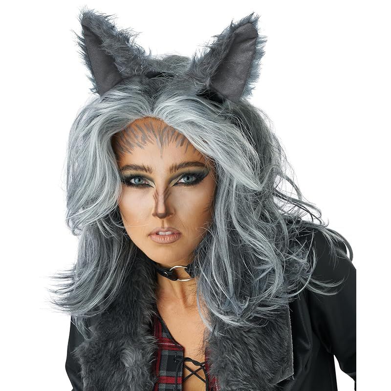 【新品】 California Costumes レディースウルフ仮装用ウィッグ 耳付き グレー 大人用ワンサイズ 7025-157