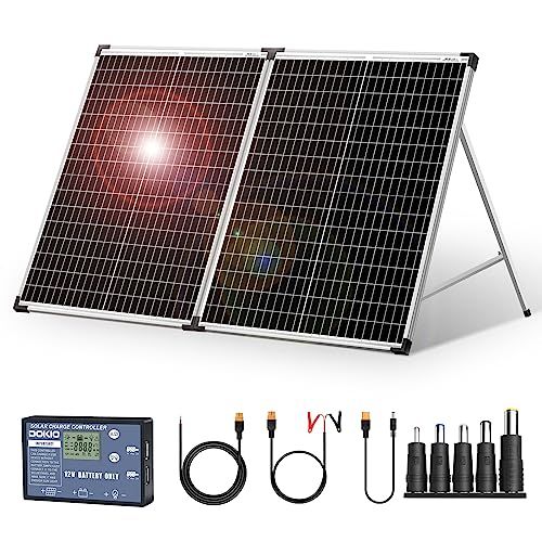 DOKIO ソーラーパネル 100W 18V 折りたたみ式 モバイルソーラーパネル 12Vバッテリー・ポータブル電源対応 充電コントローラー 2USBポート ケース付き 持ち運び便利 アウトドア・車中泊・停電・災害対策★m 6d95be03