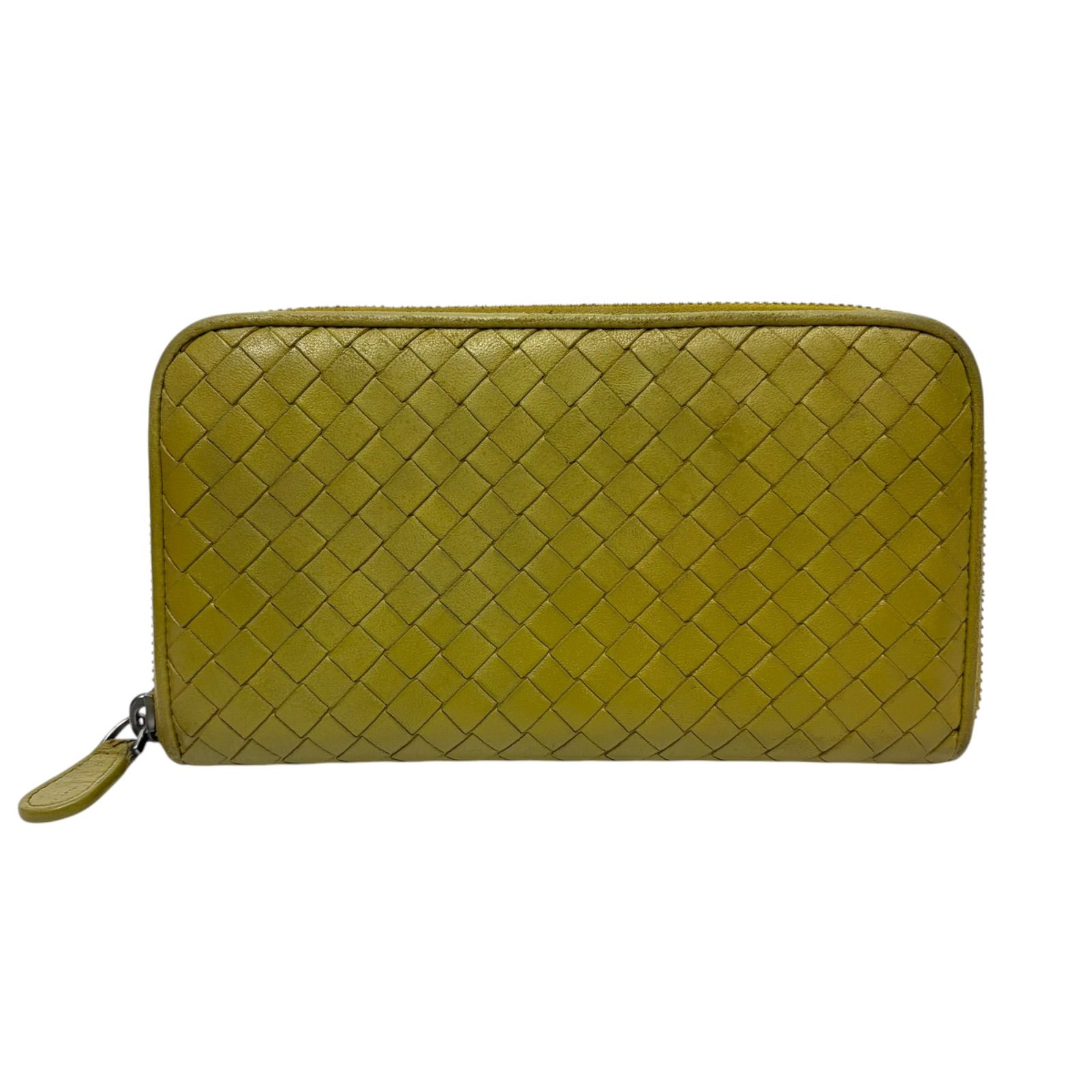 5125 BOTTEGA VENETA ボッテガヴェネタ 長財布 イントレチャート ラウンドファスナー レザー グリーン系