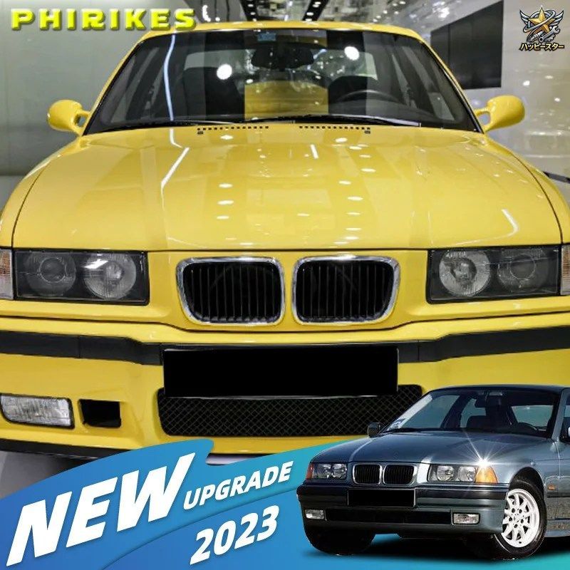 BMW E36 LCI 1997-1999 M3 ダブルラインスタイル カーフロント レーシング キンディグリル デュアルスラット アッパーグリル