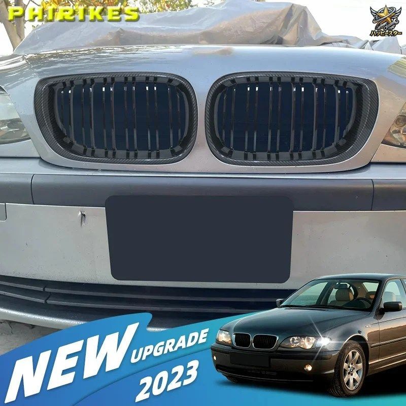 BMW 3シリーズ E46 2002-2005 レーシンググリル フロントキドニーグリル グロスダブルスラットフードグリル 1ペア 6,706円