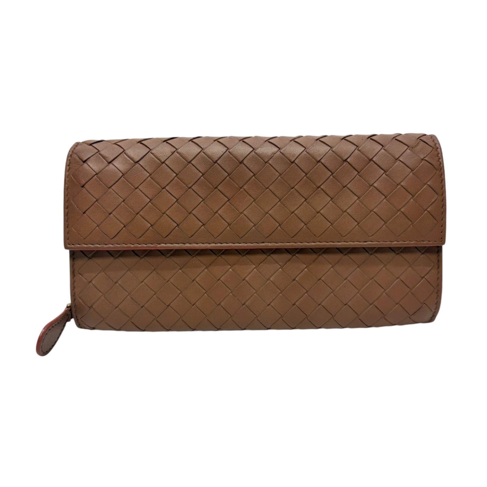 5185 BOTTEGA VENETA ボッテガヴェネタ 長財布 イントレチャート レザー ブラウン フラップ 10,875円