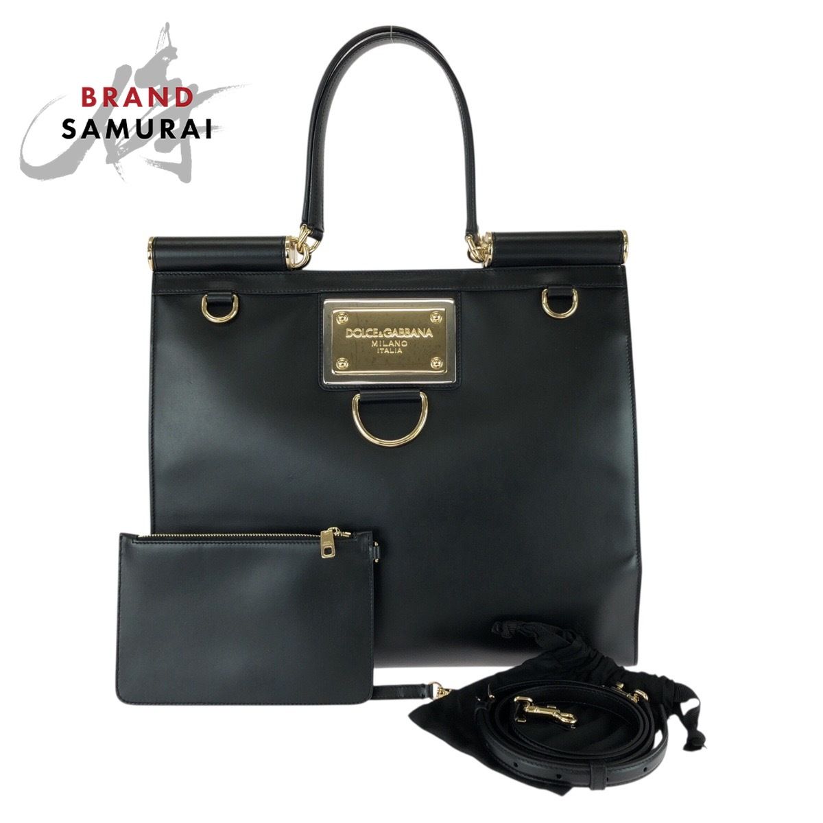 超美品 DOLCE&GABBANA ドルチェアンドガッバーナ シシリー 2way ブラック レザー トートバッグ ビジネスバッグ ショルダーバッグ 604133【中古】 144,480円