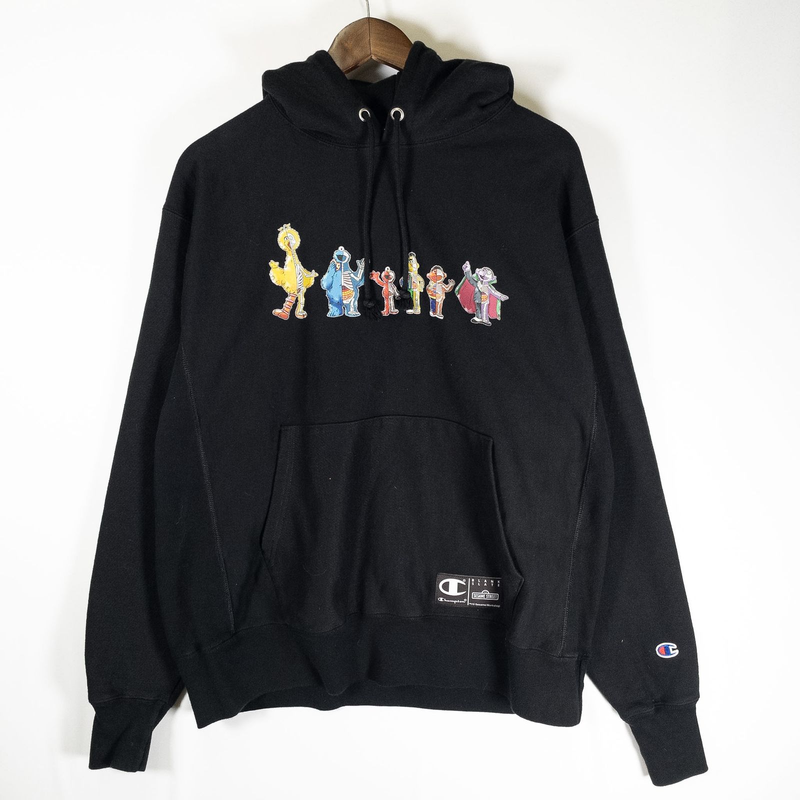 古着 00年代 Champion チャンピオン パーカー REVERSE WEAVE リバースウィーブ セサミストリート ブラック メンズXL