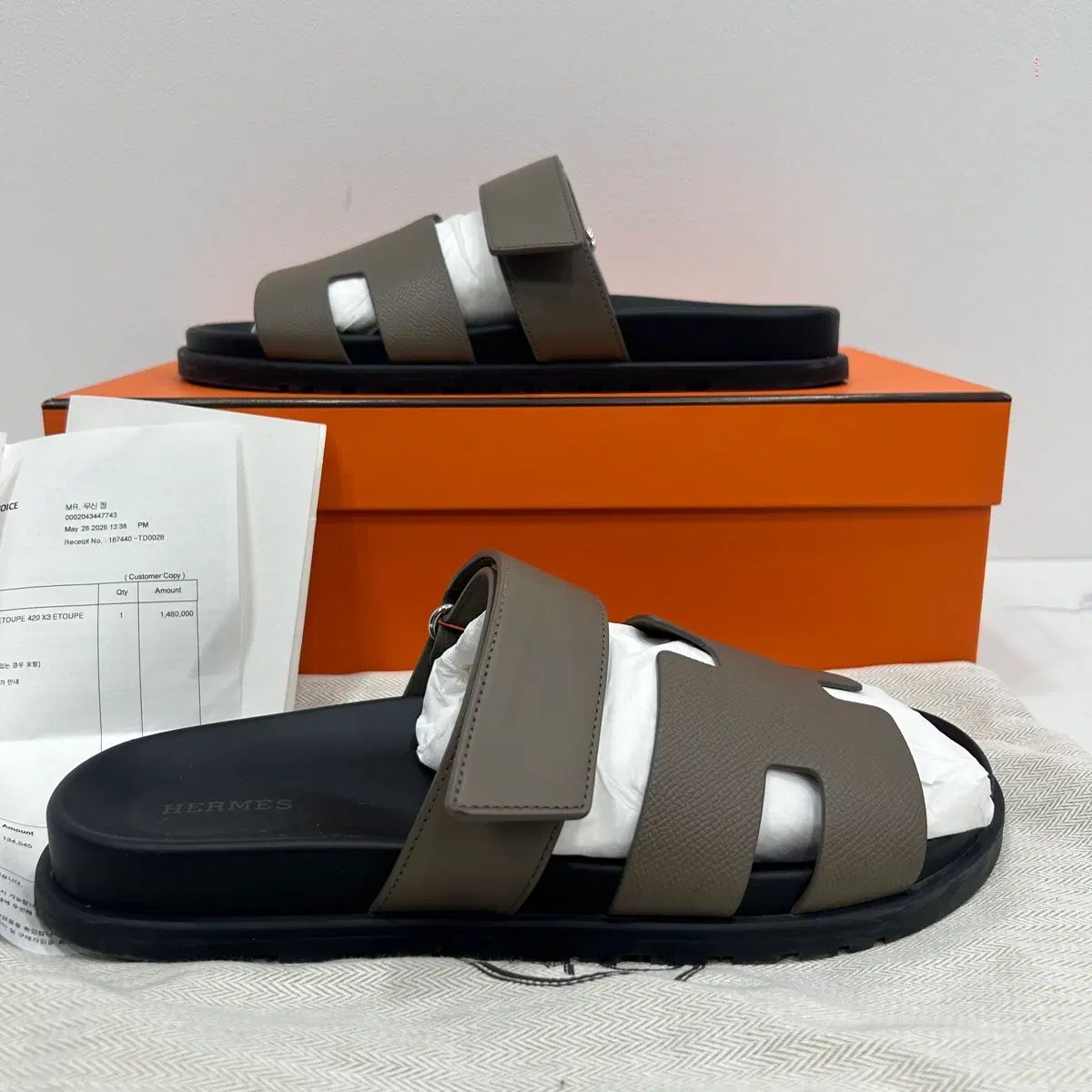 26年5月購入/42 Hermes シプレ エトープ スリッパ