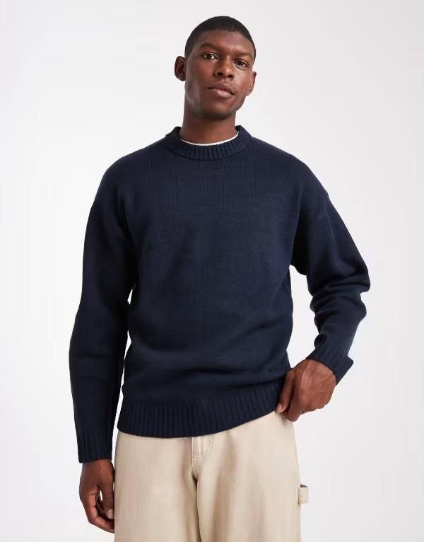ジャック アンド ジョーンズ メンズ アウター ニット・セーター セーター Jack Jones oversized fluffy sweater Sky captain ネイビー