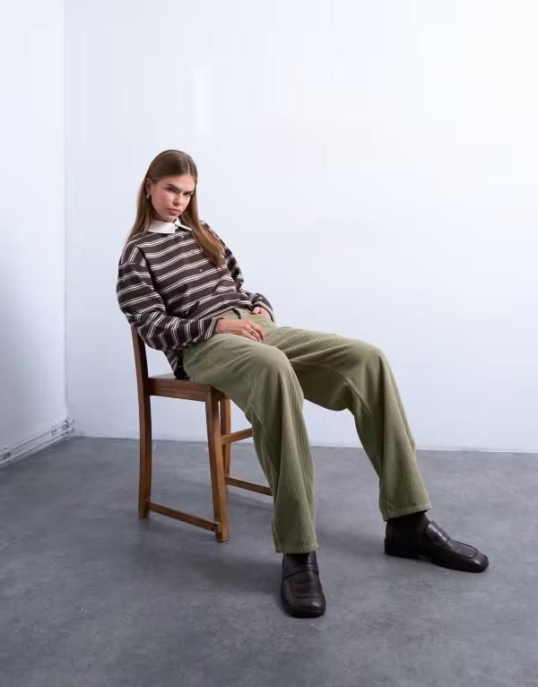 トップショップ レディース ボトムス デニムパンツ コーデュロイ ローライズ ジーンズ Topshop Cinch low rise jeans corduroy SAGE セージ