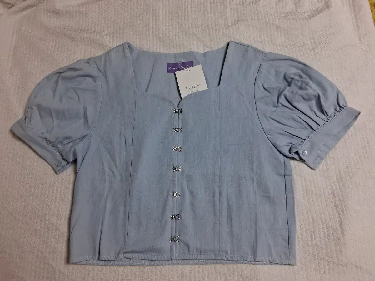 LETTER FROM MOON レターフロムムーン ライトブルー パフスリーブ ブラウス55 新品