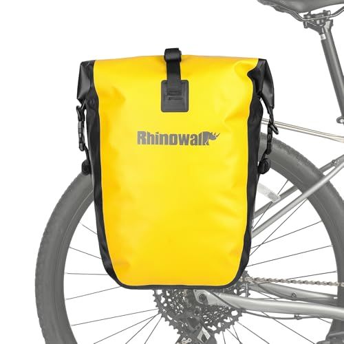 Rhinowalk (ライノウォーク) 自転車バッグ 防水 自転車パニエバッグ 25L 自転車カーゴラック サドルバッグ ショルダーバッグ ノートパソコン パニエラック 自転車バッグ プロフェッショナルサイクリングアクセサリー - イエローy 4b435bc5