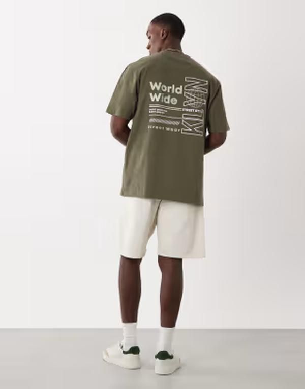 スリードベア メンズ トップス Tシャツ プリント Threadbare back printshirt Khaki カーキ