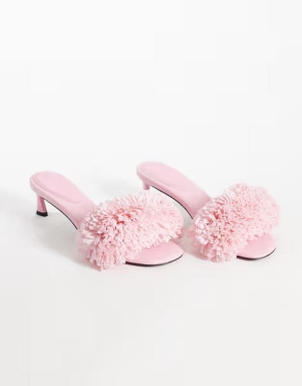 エイソス レディース シューズ サンダル ヒール ASOS DESIGN Holden raffia midheight heeled sandals PINK ピンク